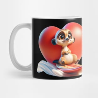 Surf's Up! Heartwarming Meerkat Surfer on Wave of Love Tee Mug